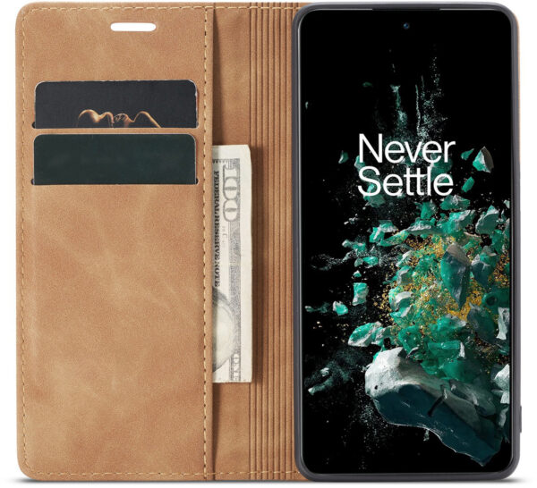 ProGuard OnePlus 10T Wallet Hoesje Vintage Leder Bruin