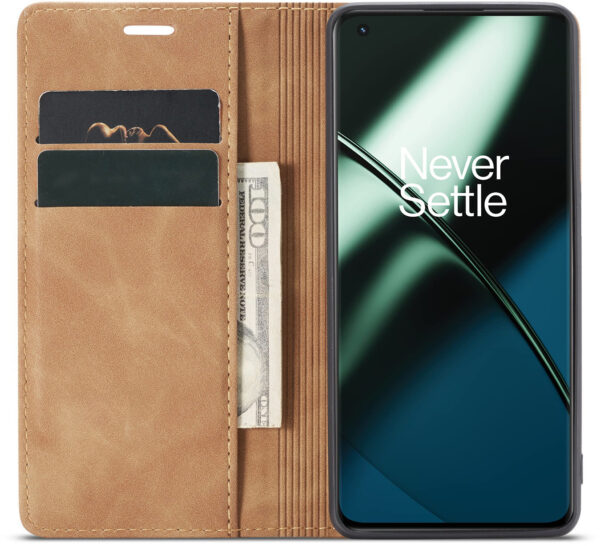ProGuard OnePlus 11 Wallet Hoesje Vintage Leder Bruin