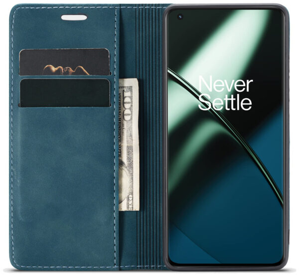 ProGuard OnePlus 11 Wallet Hoesje Vintage Leder Blauw
