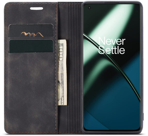 ProGuard OnePlus 11 Wallet Hoesje Vintage Leder Zwart