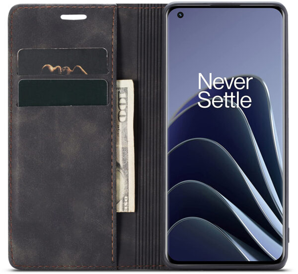 ProGuard OnePlus 10 Pro Wallet Hoesje Vintage Leder Zwart