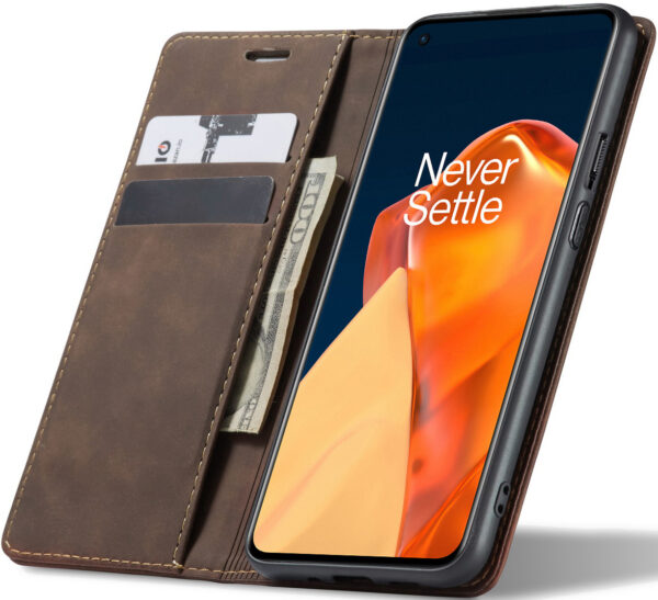 ProGuard OnePlus 9 Wallet Hoesje Vintage Leder Bruin