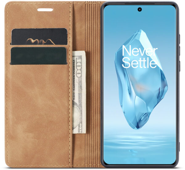 ProGuard OnePlus 12R Wallet Hoesje Vintage Leder Beige