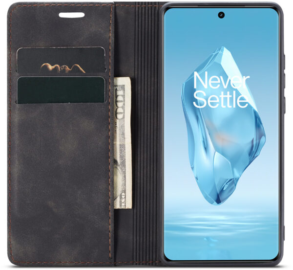 ProGuard OnePlus 12R Wallet Hoesje Vintage Leder Zwart