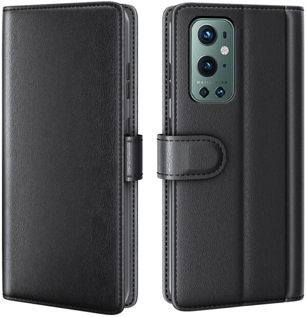 ProGuard OnePlus 9 Pro Wallet Hoesje Echt Leder Zwart