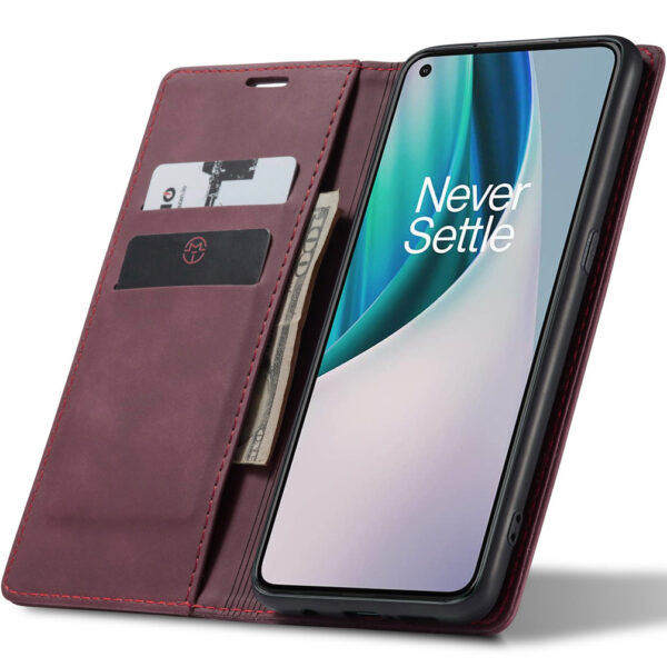 ProGuard OnePlus Nord N10 5G Wallet Hoesje Vintage Leder Rood