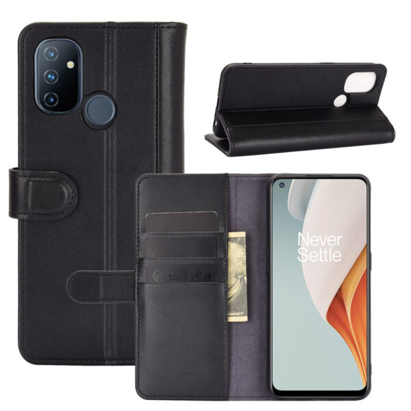 ProGuard OnePlus Nord N100 Wallet Hoesje Echt Leder Zwart