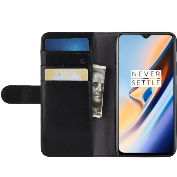 ProGuard OnePlus 6T Wallet Hoesje Echt Leder Zwart