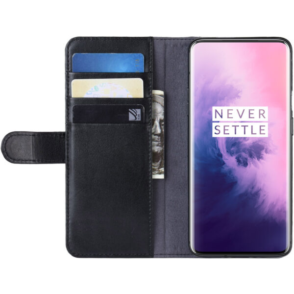 ProGuard OnePlus 7 Pro Wallet Hoesje Echt Leder Zwart