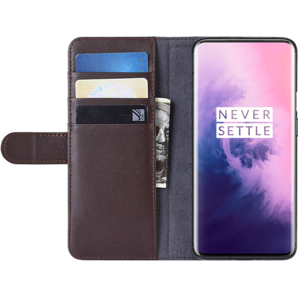 ProGuard OnePlus 7 Pro Wallet Hoesje Echt Leder Bruin