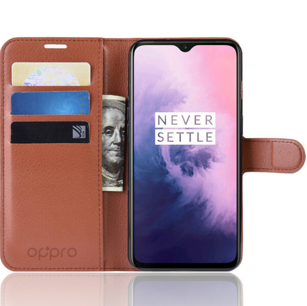 ProGuard OnePlus 7 Hoesje Wallet Flip Case Bruin
