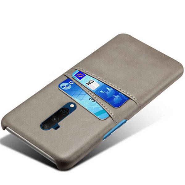 ProGuard OnePlus 7T Pro Hoesje Slim Leder Kaarthouder Grijs