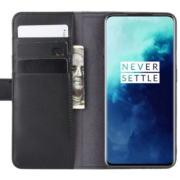 ProGuard OnePlus 7T Pro Wallet Hoesje Echt Leder Zwart