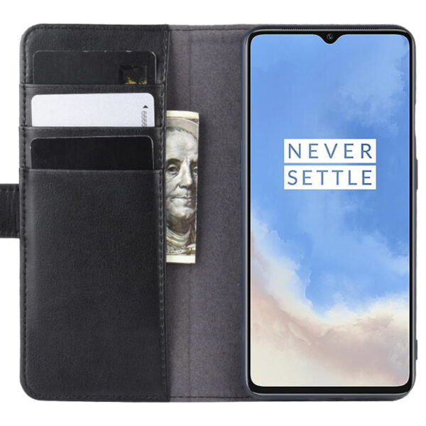 ProGuard OnePlus 7T Wallet Hoesje Echt Leder Zwart