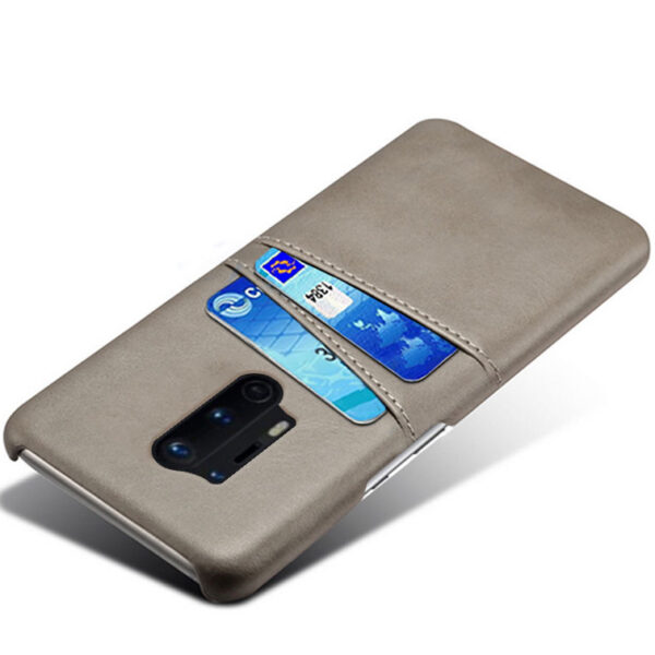 ProGuard OnePlus 8 Pro Hoesje Slim Leder Kaarthouder Grijs