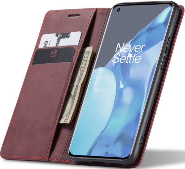 ProGuard OnePlus 9 Pro Wallet Hoesje Vintage Leder Rood