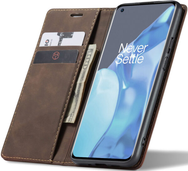 ProGuard OnePlus 9 Pro Wallet Hoesje Vintage Leder Bruin