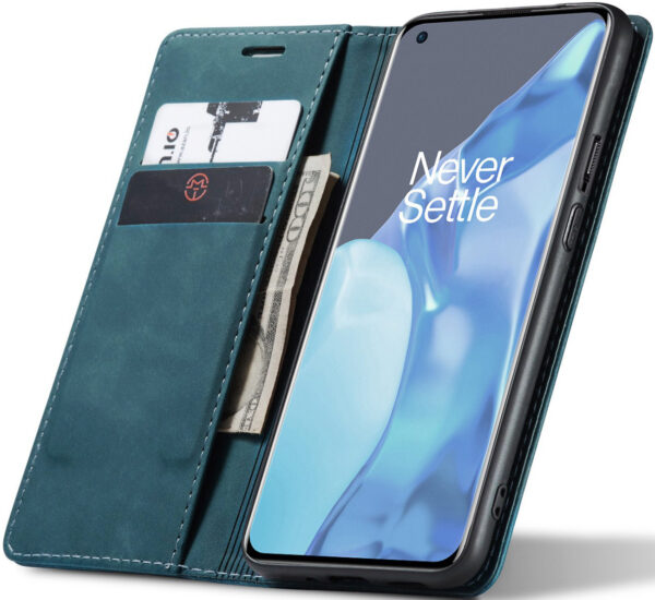 ProGuard OnePlus 9 Pro Wallet Hoesje Vintage Leder Blauw