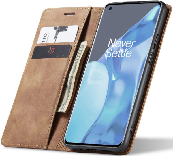 ProGuard OnePlus 9 Pro Wallet Hoesje Vintage Leder Beige