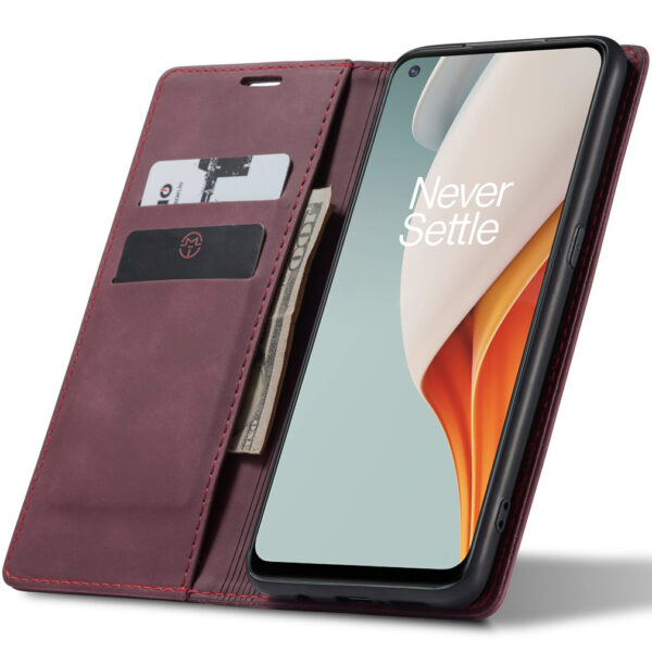 ProGuard OnePlus Nord N100 Wallet Hoesje Vintage Leder Rood