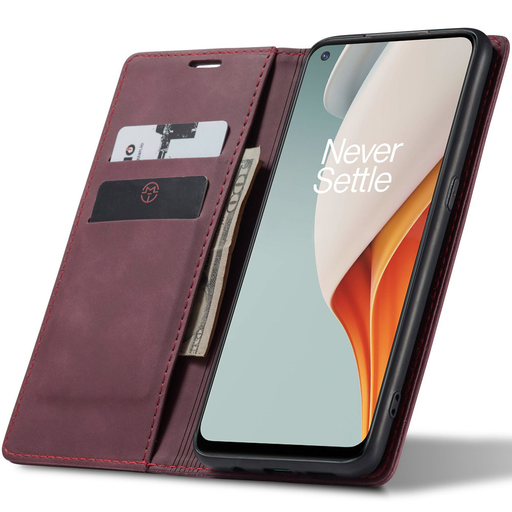 ProGuard OnePlus Nord N100 Wallet Hoesje Vintage Leder Rood