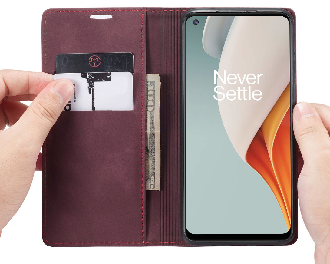 ProGuard OnePlus Nord N100 Wallet Hoesje Vintage Leder Rood - Afbeelding 3