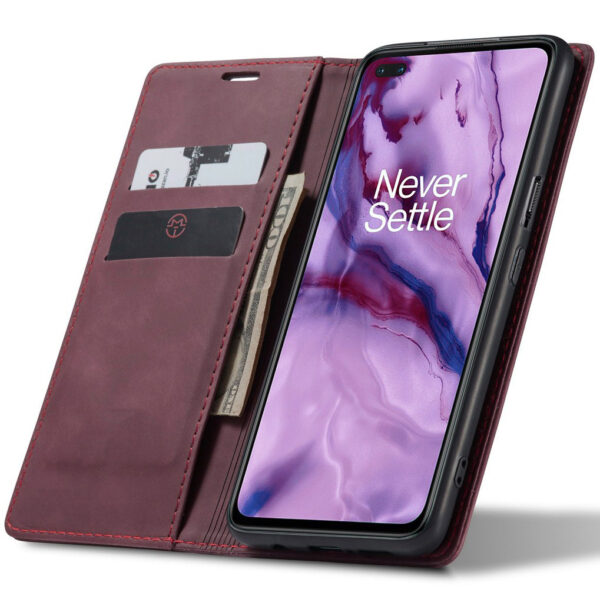 ProGuard OnePlus Nord Wallet Hoesje Vintage Leder Rood