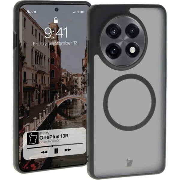 Bizon OnePlus 13R Hoesje [MagSafe] MatteO Semi Transparant met Zwarte Bumper