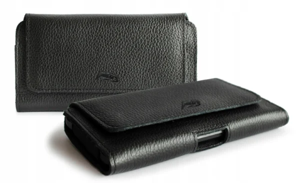 LURESKO FREYA XL Lederen Smartphone Riem Houder Zwart Structuur Leder